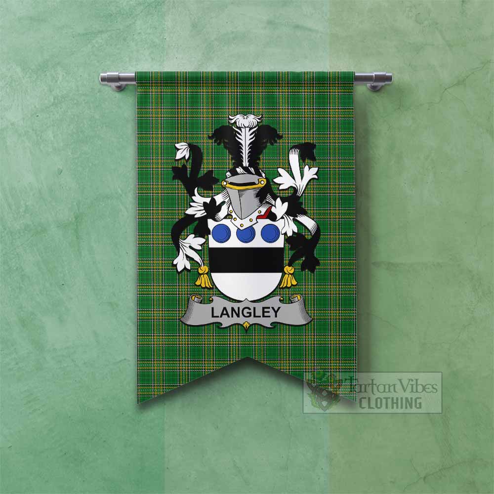 Langley Irish Clan Tartan Gonfalon, Tartan Banner with Coat of Arms Fishtail - Tartan Vibes Clothing
