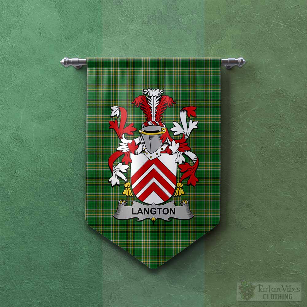 Langton Irish Clan Tartan Gonfalon, Tartan Banner with Coat of Arms Chevron - Tartan Vibes Clothing