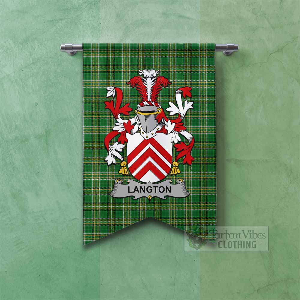 Langton Irish Clan Tartan Gonfalon, Tartan Banner with Coat of Arms Fishtail - Tartan Vibes Clothing