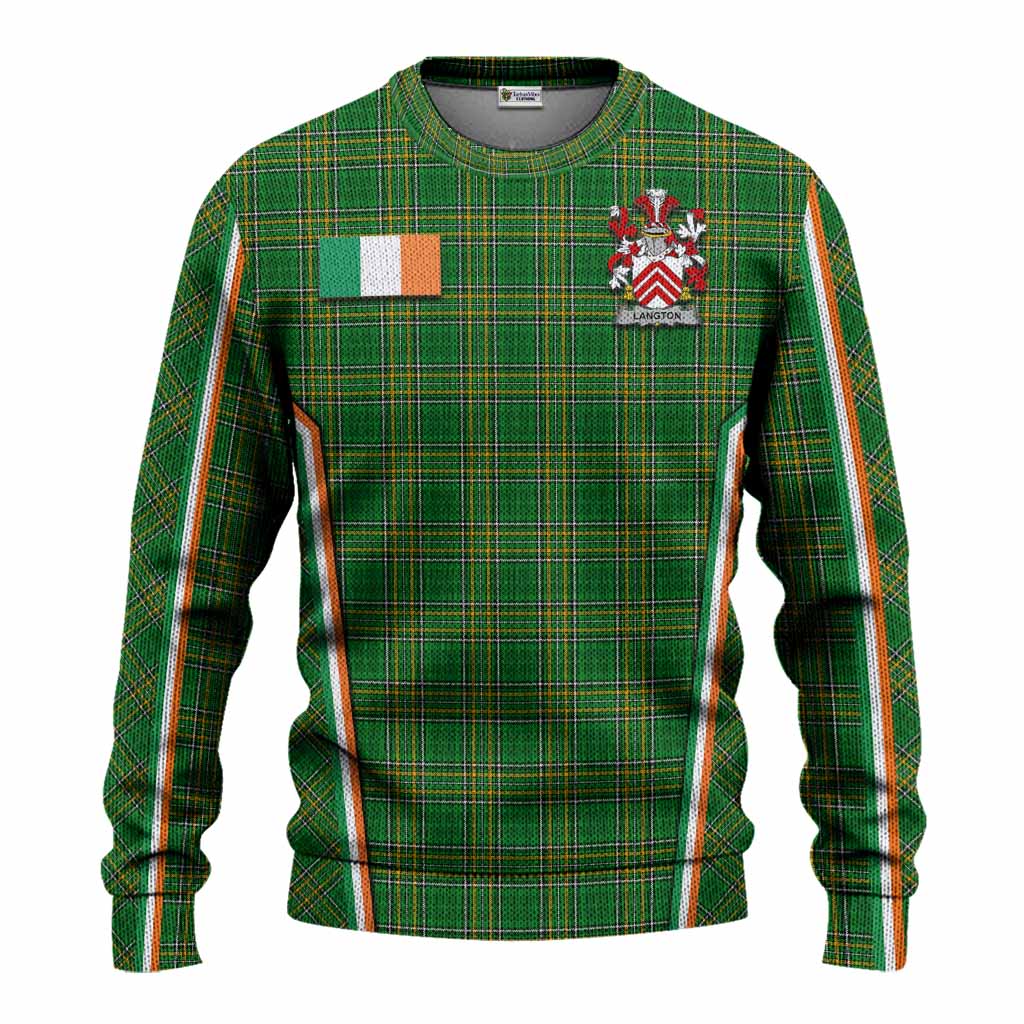 Langton Irish Clan Coat of Arm Tartan Knitted Sweater Flag Style
