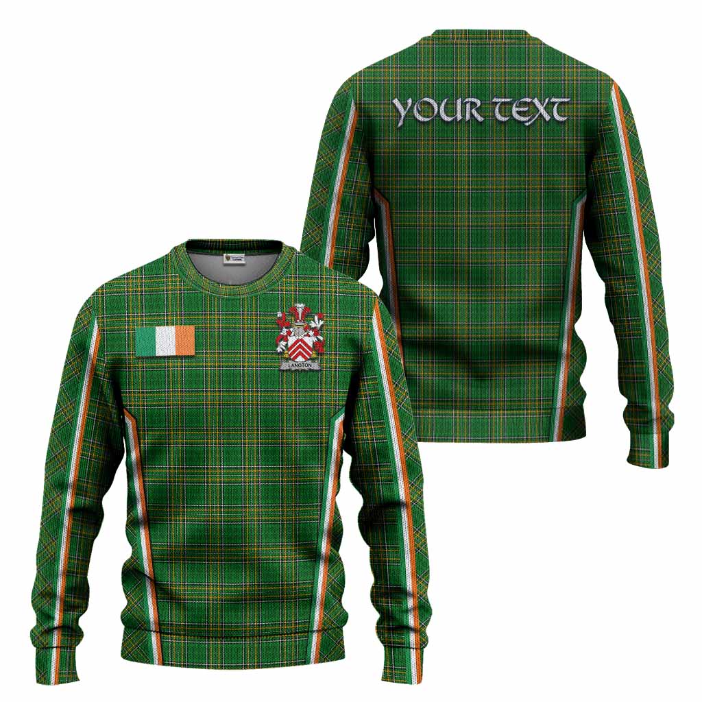 Langton Irish Clan Coat of Arm Tartan Knitted Sweater Flag Style
