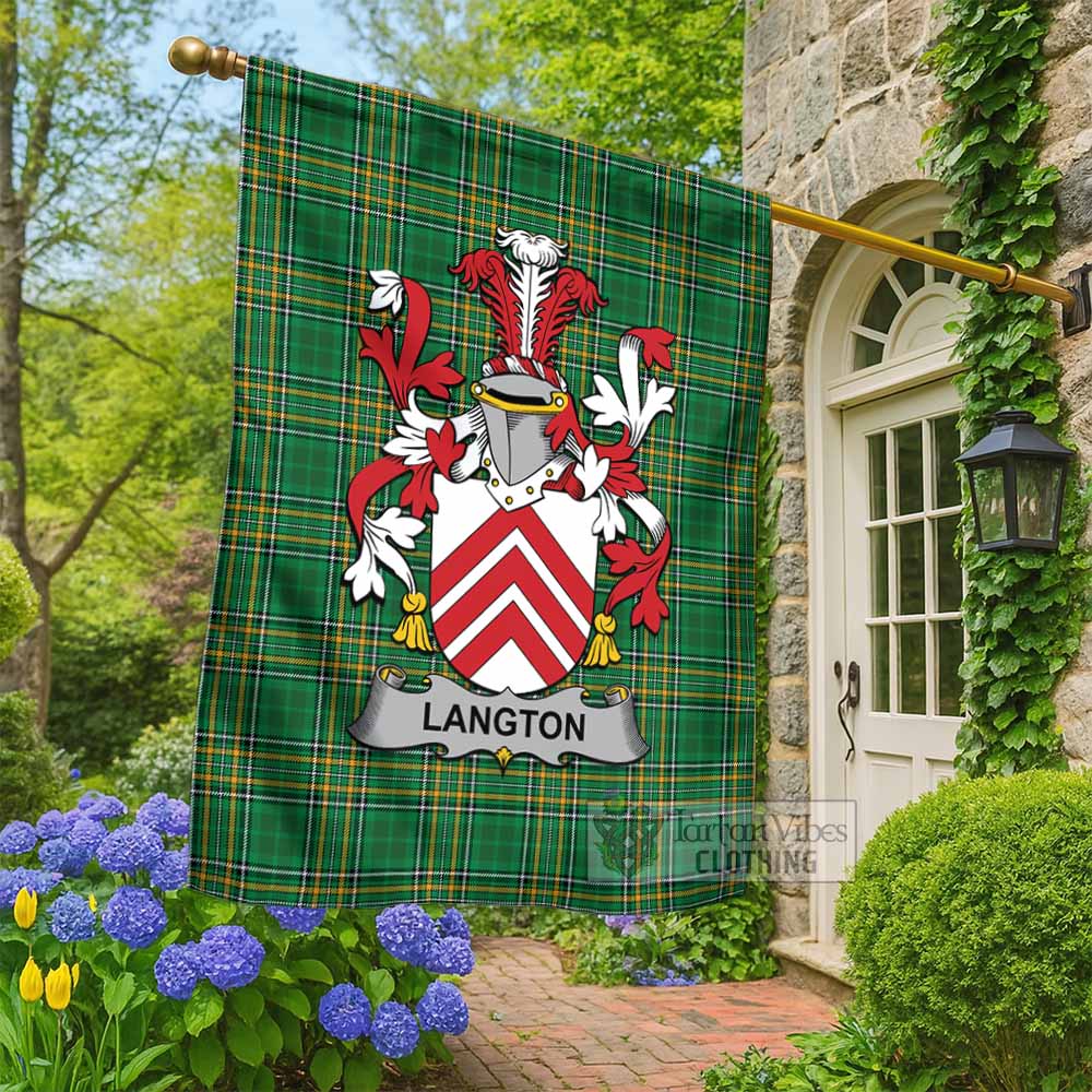 Langton Irish Clan Tartan Flag with Coat of Arms
