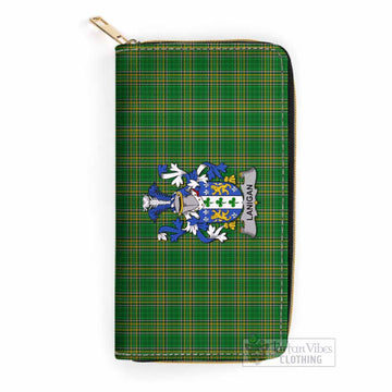 Tartan Vibes Clothing Lanigan Irish Clan Tartan Women's Leather Wallet with Coat of Arms