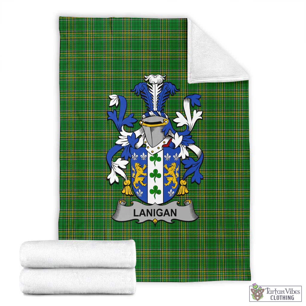 Lanigan Irish Clan Tartan Blanket with Coat of Arms X-Large 59 x 79 inches 150 x 200 cm - Tartan Vibes Clothing