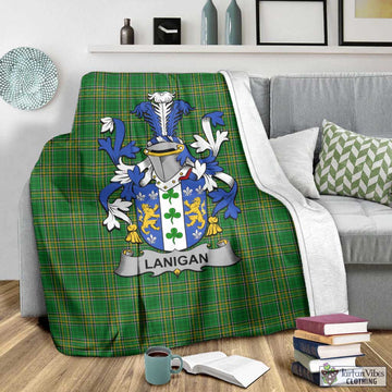Tartan Vibes Clothing Lanigan Irish Clan Tartan Blanket with Coat of Arms
