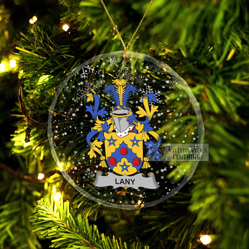 Lany Irish Clan Christmas Glass Ornament with Coat of Arms Transparent Glass Circle - 2D-tartanvibesclothing