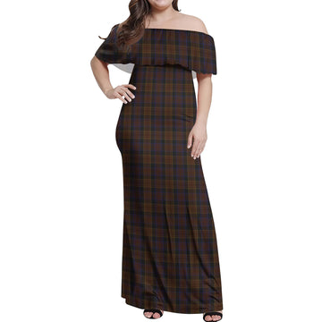 Laois County Ireland Tartan Off Shoulder Long Dress Women's Dress - Tartanvibesclothing