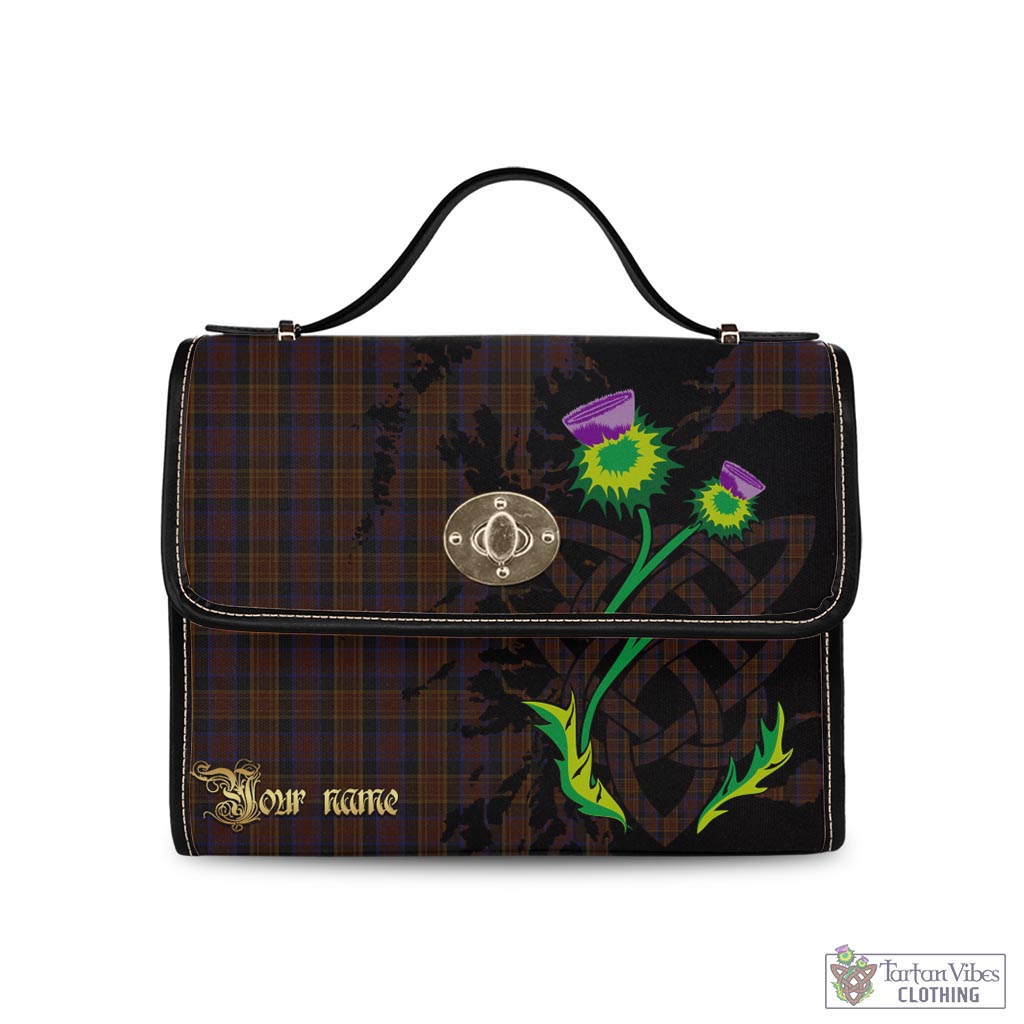 Tartan Vibes Clothing Laois County Ireland Tartan Waterproof Canvas Bag with Scotland Map and Thistle Celtic Accents
