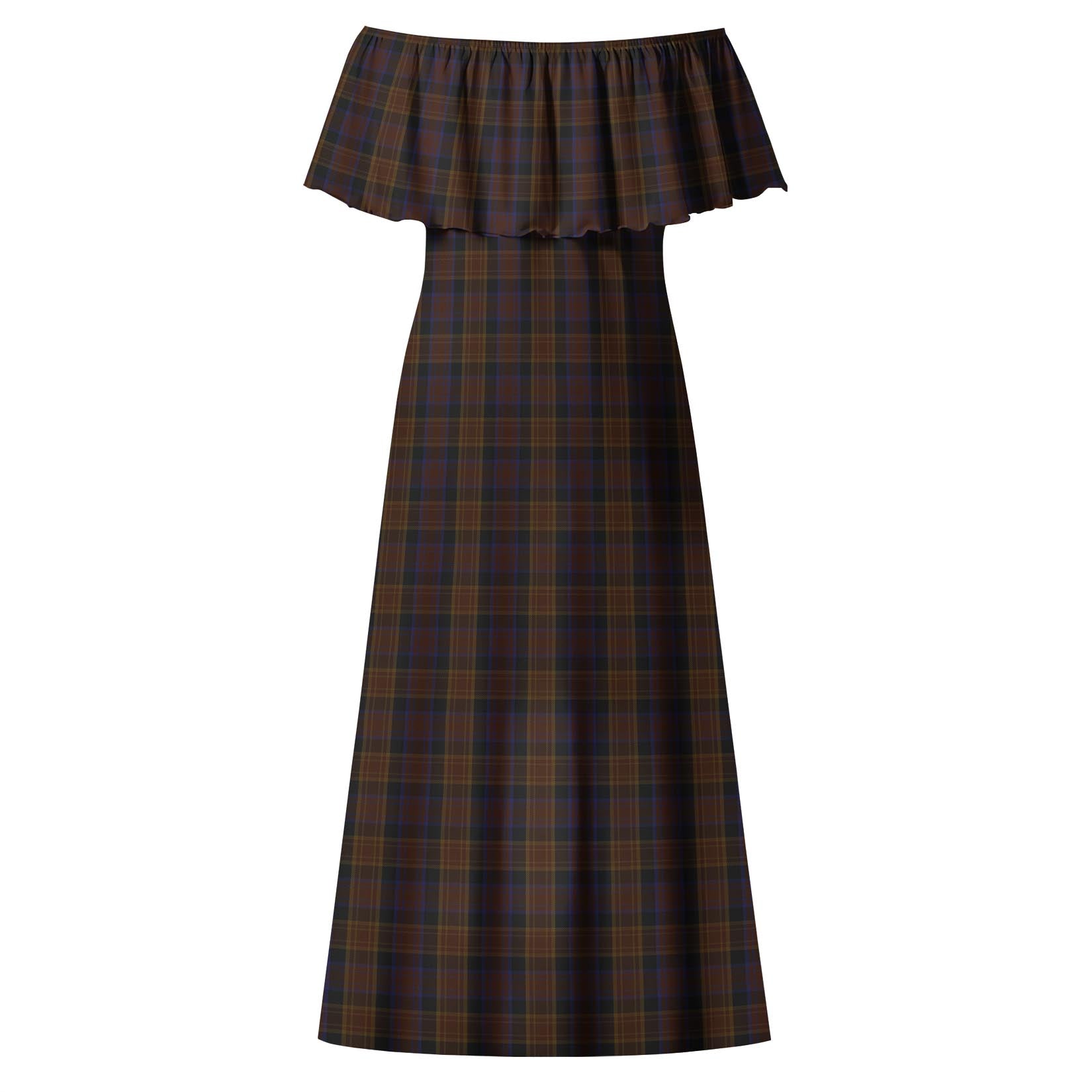 Laois County Ireland Tartan Off Shoulder Long Dress - Tartanvibesclothing