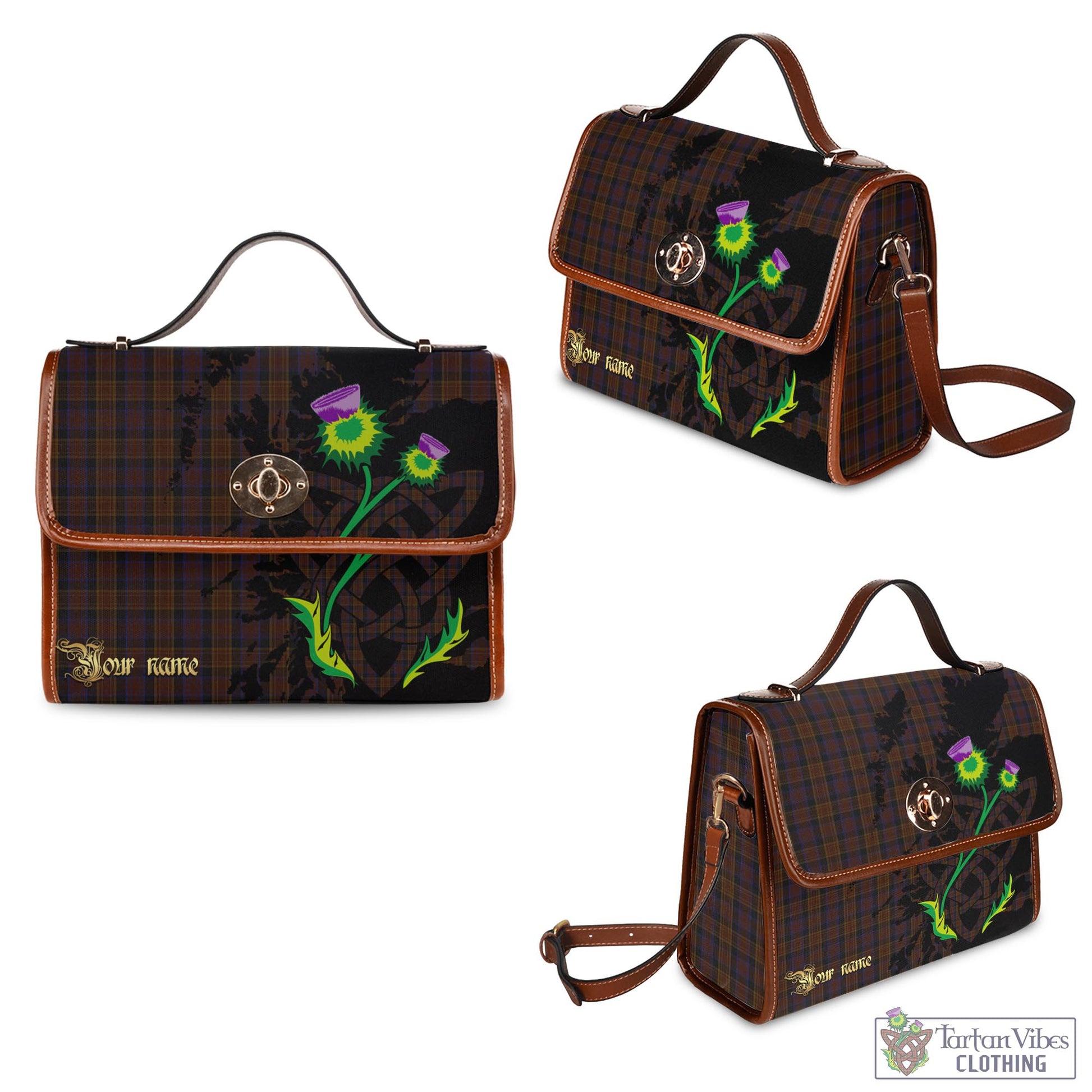 Tartan Vibes Clothing Laois County Ireland Tartan Waterproof Canvas Bag with Scotland Map and Thistle Celtic Accents