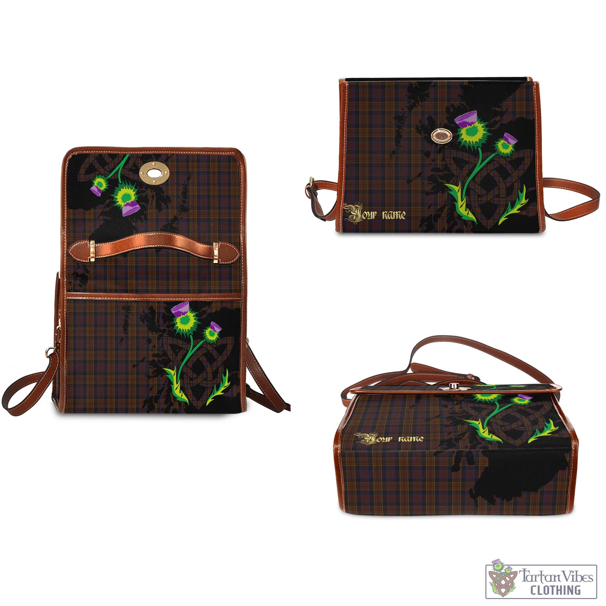 Tartan Vibes Clothing Laois County Ireland Tartan Waterproof Canvas Bag with Scotland Map and Thistle Celtic Accents