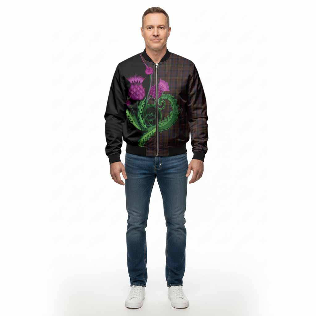 Laois County Ireland Tartan Bomber Jacket Traditional Scottish Thistle