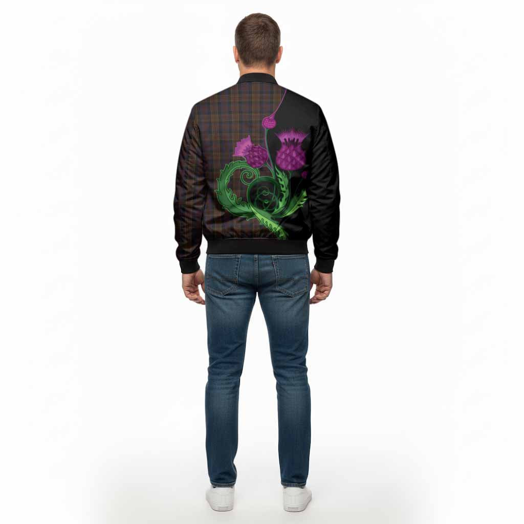 Laois County Ireland Tartan Bomber Jacket Traditional Scottish Thistle