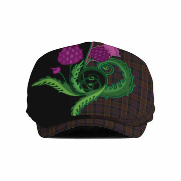 Laois County Ireland Tartan Flat Cap, Jeff Cap Traditional Scottish Thistle