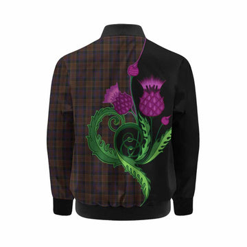 Laois County Ireland Tartan Kid Bomber Jacket Traditional Scottish Thistle