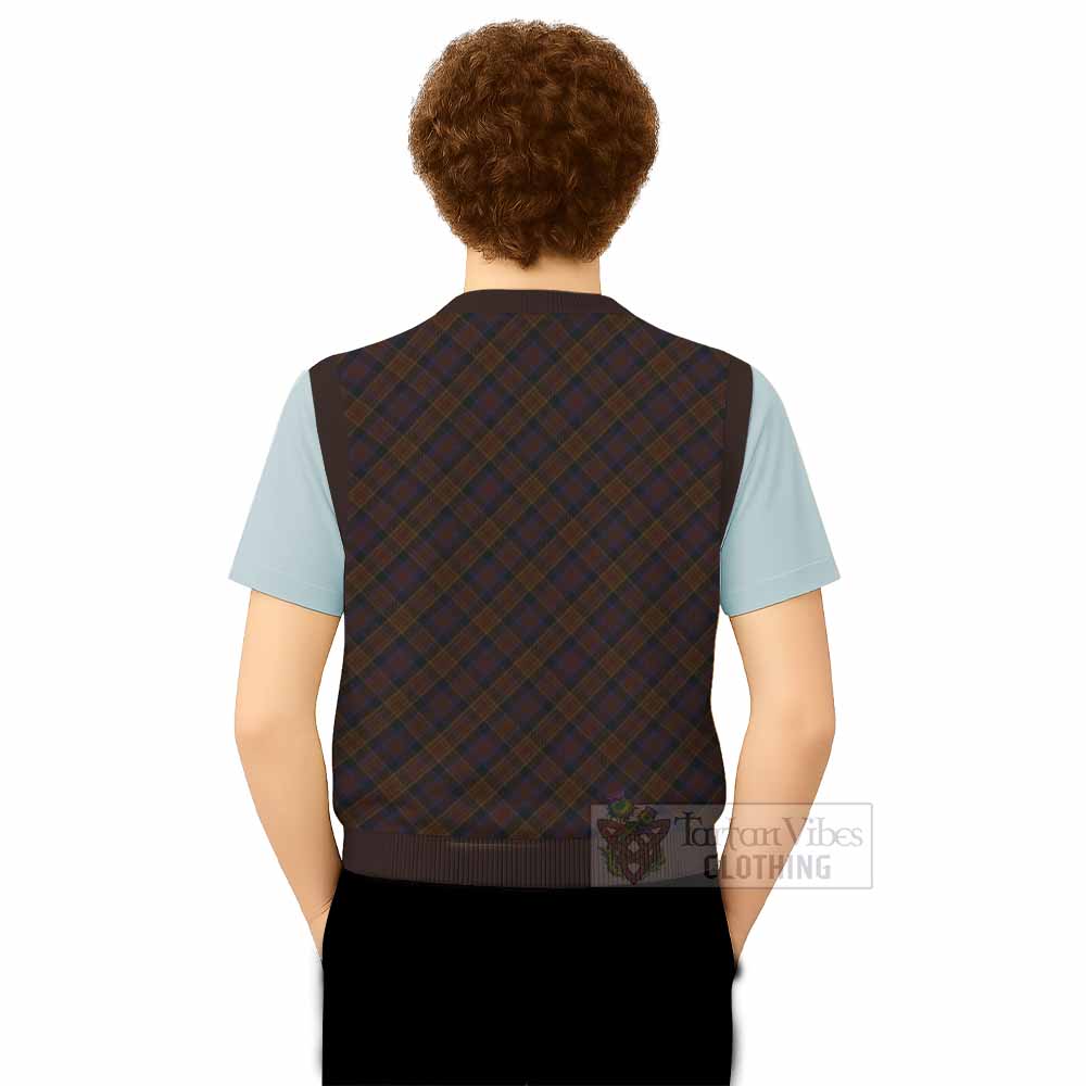 Laois County Ireland Tartan  Knitted V-Neck Vest Cross Style