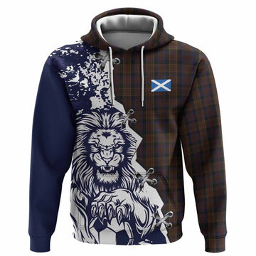Laois County Ireland Tartan Scottish Hoodie Angry Lion With Soccer Ball Style