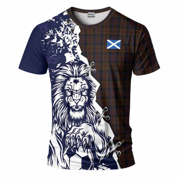 Laois County Ireland Tartan Scottish T-Shirt Angry Lion With Soccer Ball Style
