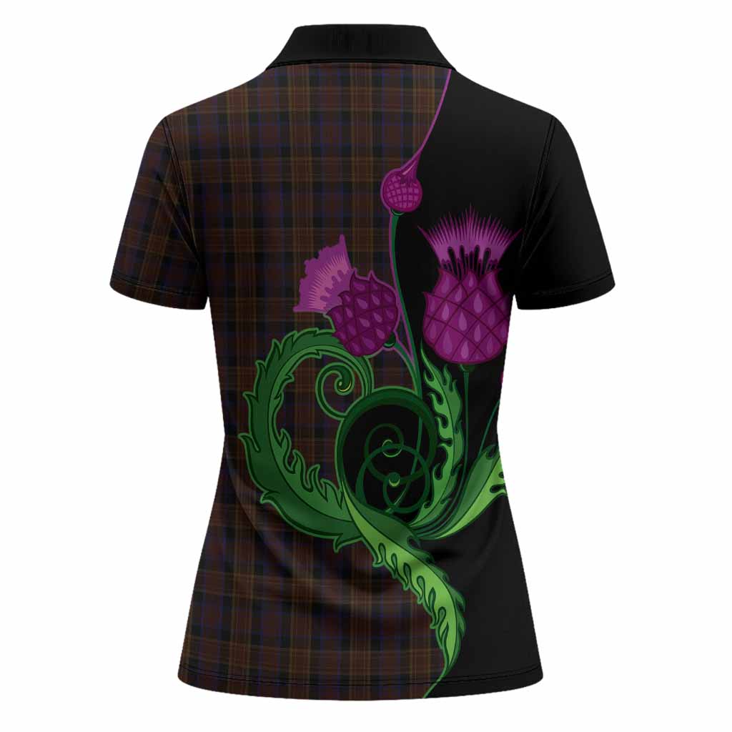 Laois County Ireland Tartan Women Polo Shirt Traditional Scottish Thistle