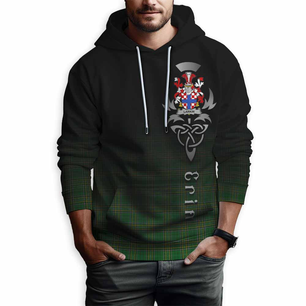 Tartan Vibes Clothing Larkin Irish Clan Hoodie with Coat of Arms Erin Go Bragh Celtic Inspired