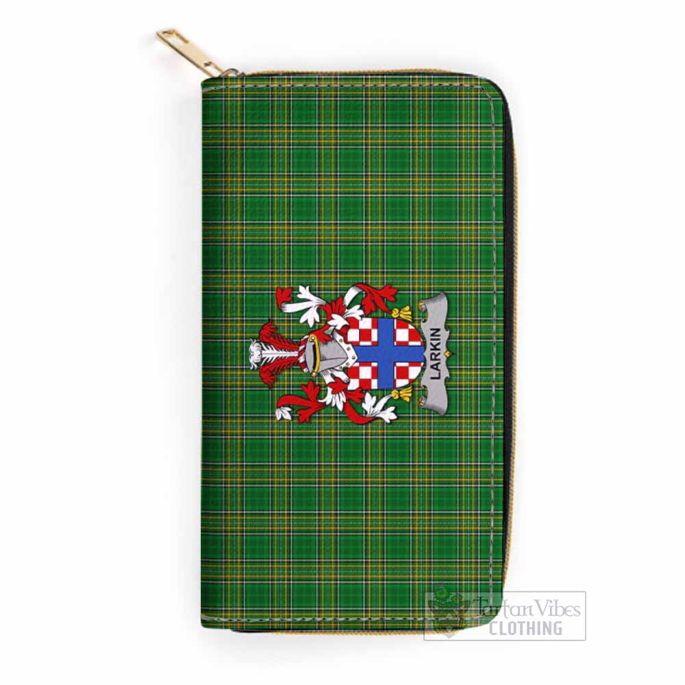 Larkin Irish Clan Tartan Women's Leather Wallet with Coat of Arms One Size 19.7*10.5*3.5 cm - Tartan Vibes Clothing