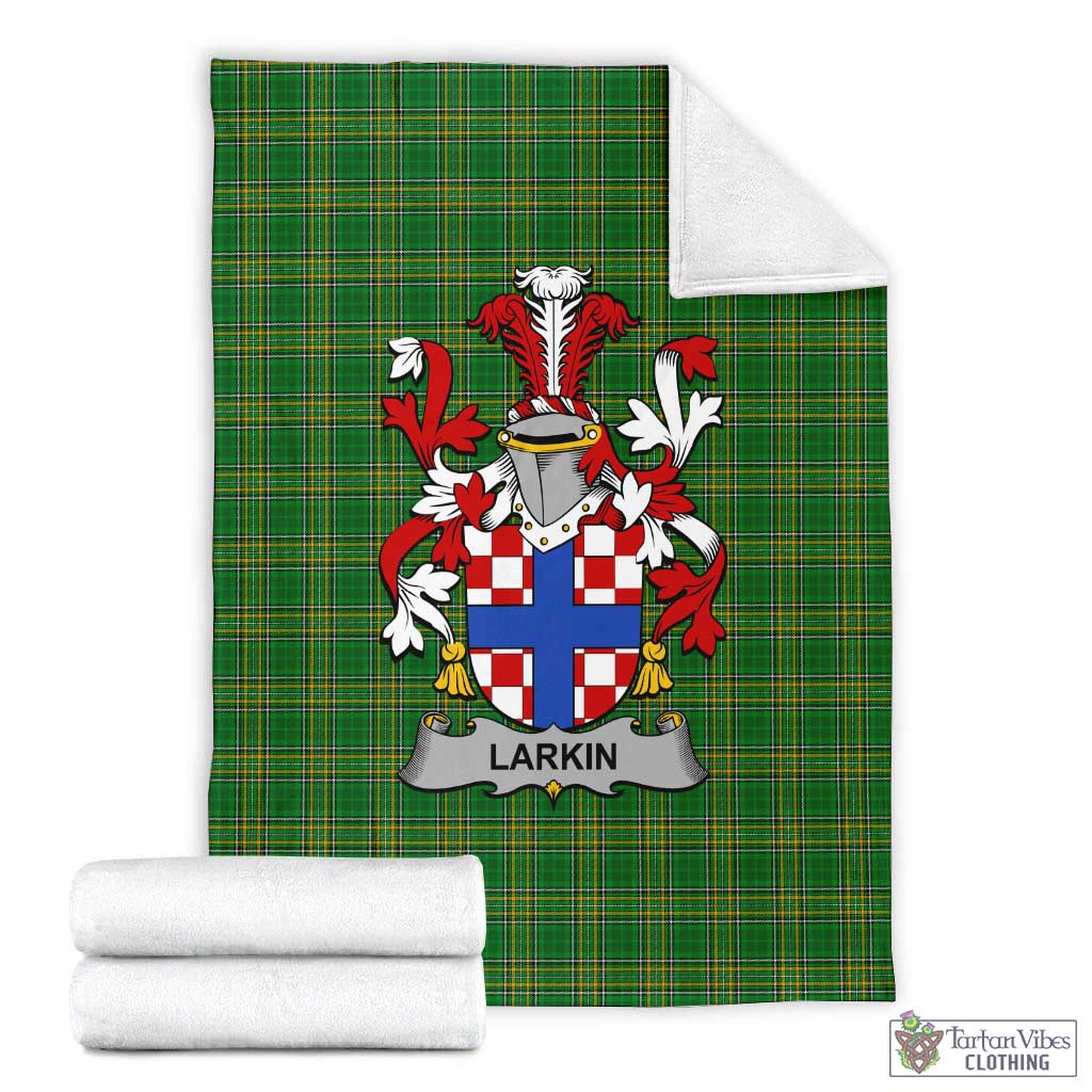 Larkin Irish Clan Tartan Blanket with Coat of Arms X-Large 59 x 79 inches 150 x 200 cm - Tartan Vibes Clothing
