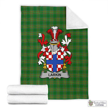 Tartan Vibes Clothing Larkin Irish Clan Tartan Blanket with Coat of Arms
