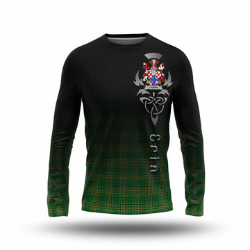 Larkin Irish Clan Long Sleeve T-Shirt with Coat of Arms Erin Go Bragh Celtic Inspired Unisex - Tartan Vibes Clothing