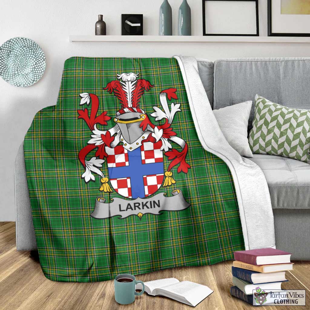 Larkin Irish Clan Tartan Blanket with Coat of Arms - Tartan Vibes Clothing