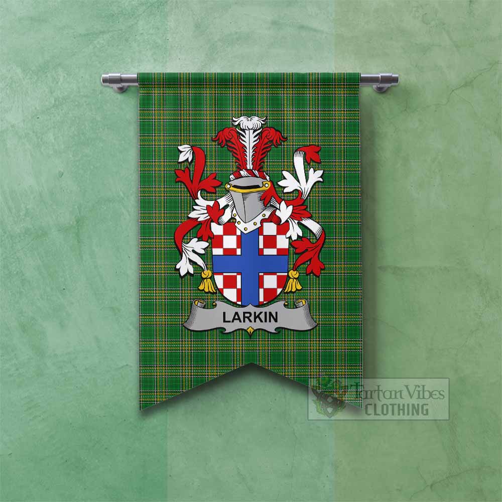 Larkin Irish Clan Tartan Gonfalon, Tartan Banner with Coat of Arms Fishtail - Tartan Vibes Clothing