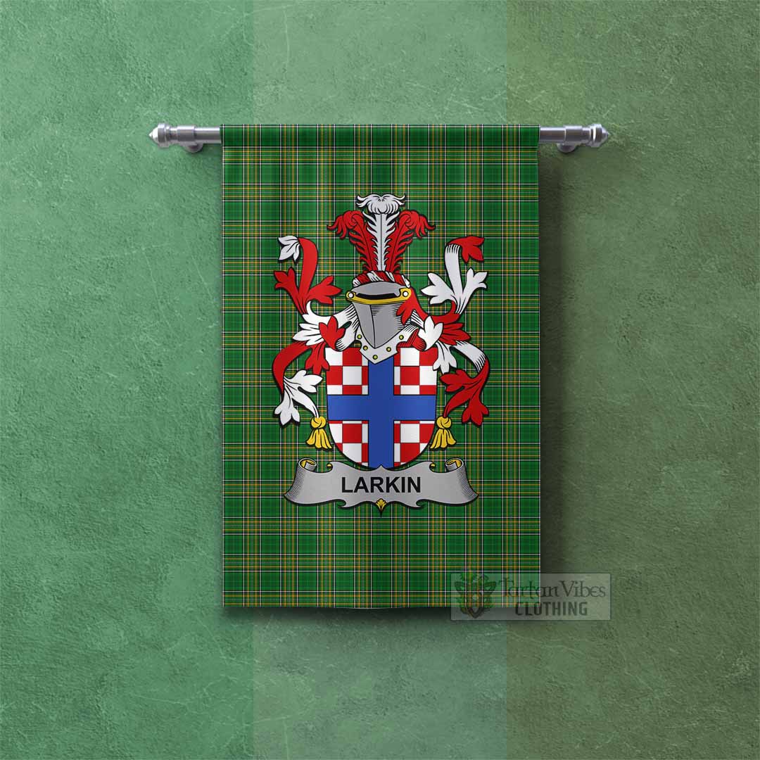 Larkin Irish Clan Tartan Gonfalon, Tartan Banner with Coat of Arms Rectangle - Tartan Vibes Clothing