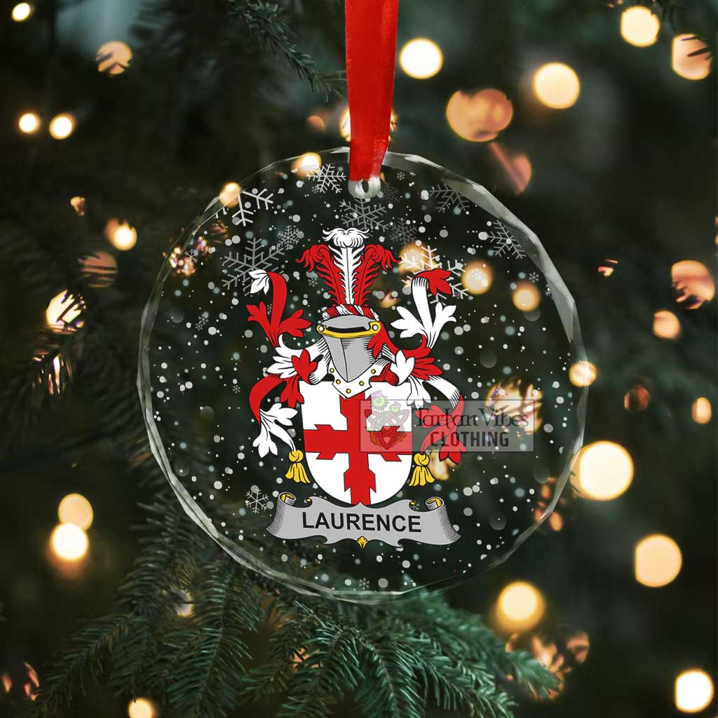 Laurence Irish Clan Christmas Glass Ornament with Coat of Arms - 2D-tartanvibesclothing