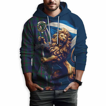 Laurie Tartan Family Crest Hoodie with Scottish Majestic Lion Zip Hoodie - Tartan Vibes Clothing