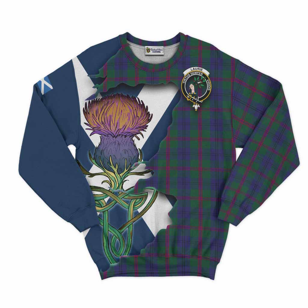 Laurie Tartan Family Crest Sweatshirt Scottish Thistle Celtic Inspired Unisex - Tartan Vibes Clothing