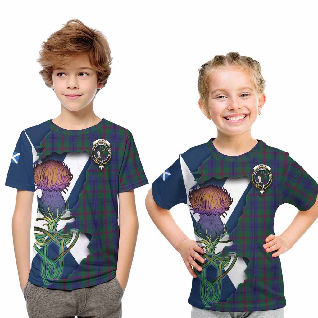 Laurie Tartan Family Crest Kid T-Shirt Scottish Thistle Celtic Inspired Youth XL Size14 - Tartan Vibes Clothing