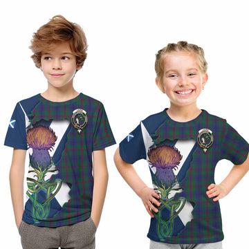 Tartan Vibes Clothing Laurie Tartan Family Crest Kid T-Shirt Scottish Thistle Celtic Inspired