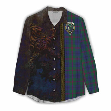 Laurie Tartan Family Crest Women's Casual Shirt Alba Gu Brath Be Brave Lion Ancient Style Female - Tartan Vibes Clothing