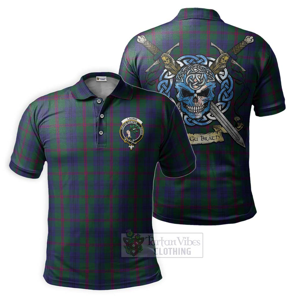 Laurie Tartan Polo Shirt with Family Crest Celtic Skull Style Kid - Tartan Vibes Clothing