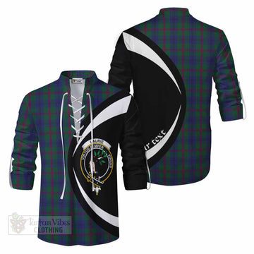 Laurie Tartan Ghillie Kilt Shirt with Family Crest Circle Style Men - Tartan Vibes Clothing