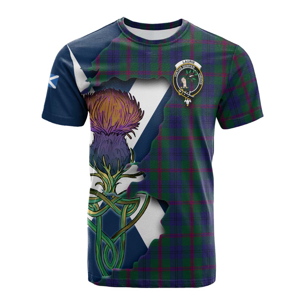 Laurie Tartan Family Crest Cotton T-shirt Scottish Thistle Celtic Inspired Kid's Shirt - Tartan Vibes Clothing