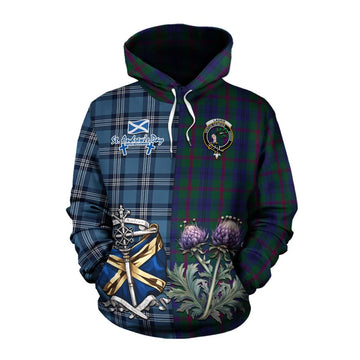 Laurie Tartan Cotton Hoodie Happy St. Andrew's Day Half Tartan Style Pullover Hoodie XS - Tartan Vibes Clothing