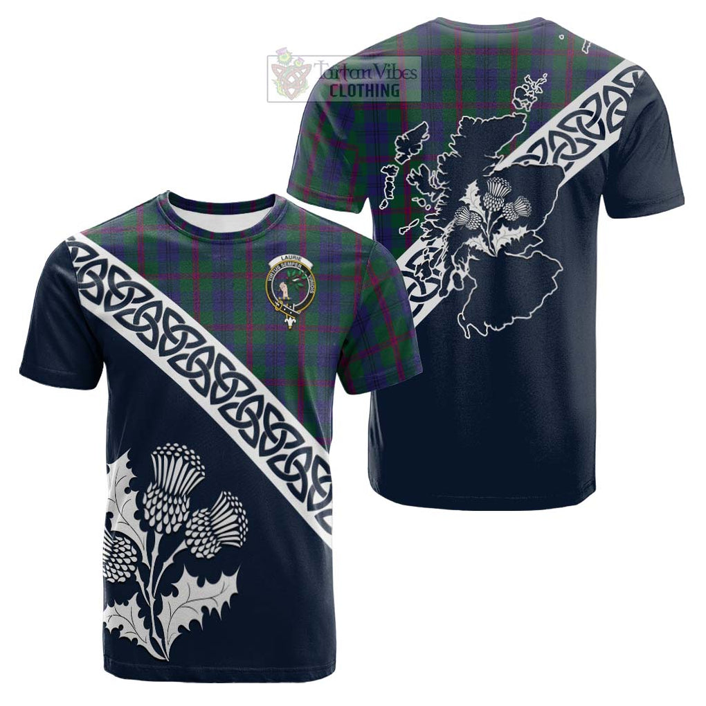 Laurie Tartan Cotton T-shirt Featuring Thistle and Scotland Map Kid's Shirt - Tartan Vibes Clothing
