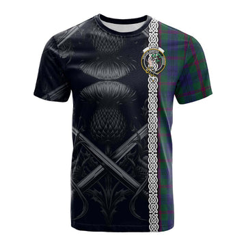 Laurie Tartan Cotton T-shirt with Family Crest Cross Sword Thistle Celtic Vibes Kid's Shirt - Tartan Vibes Clothing