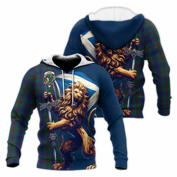 Laurie Tartan Family Crest Knitted Hoodie with Scottish Majestic Lion Unisex Knitted Pullover Hoodie - Tartan Vibes Clothing
