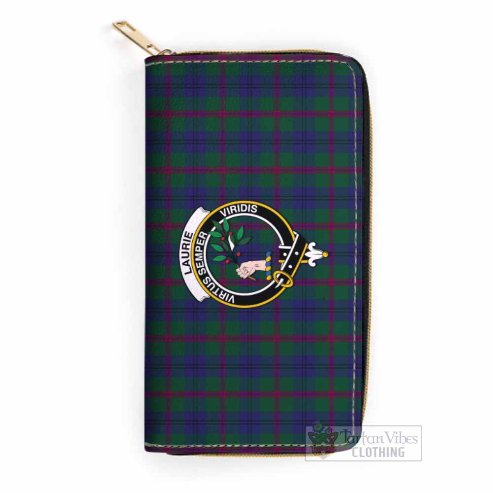 Laurie Tartan Women's Leather Wallet with Family Crest One Size 19.7*10.5*3.5 cm - Tartan Vibes Clothing