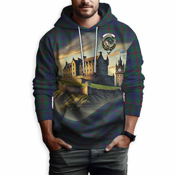 Laurie Tartan Family Crest Hoodie with Scottish Ancient Castle Style Pullover Hoodie - Tartan Vibes Clothing