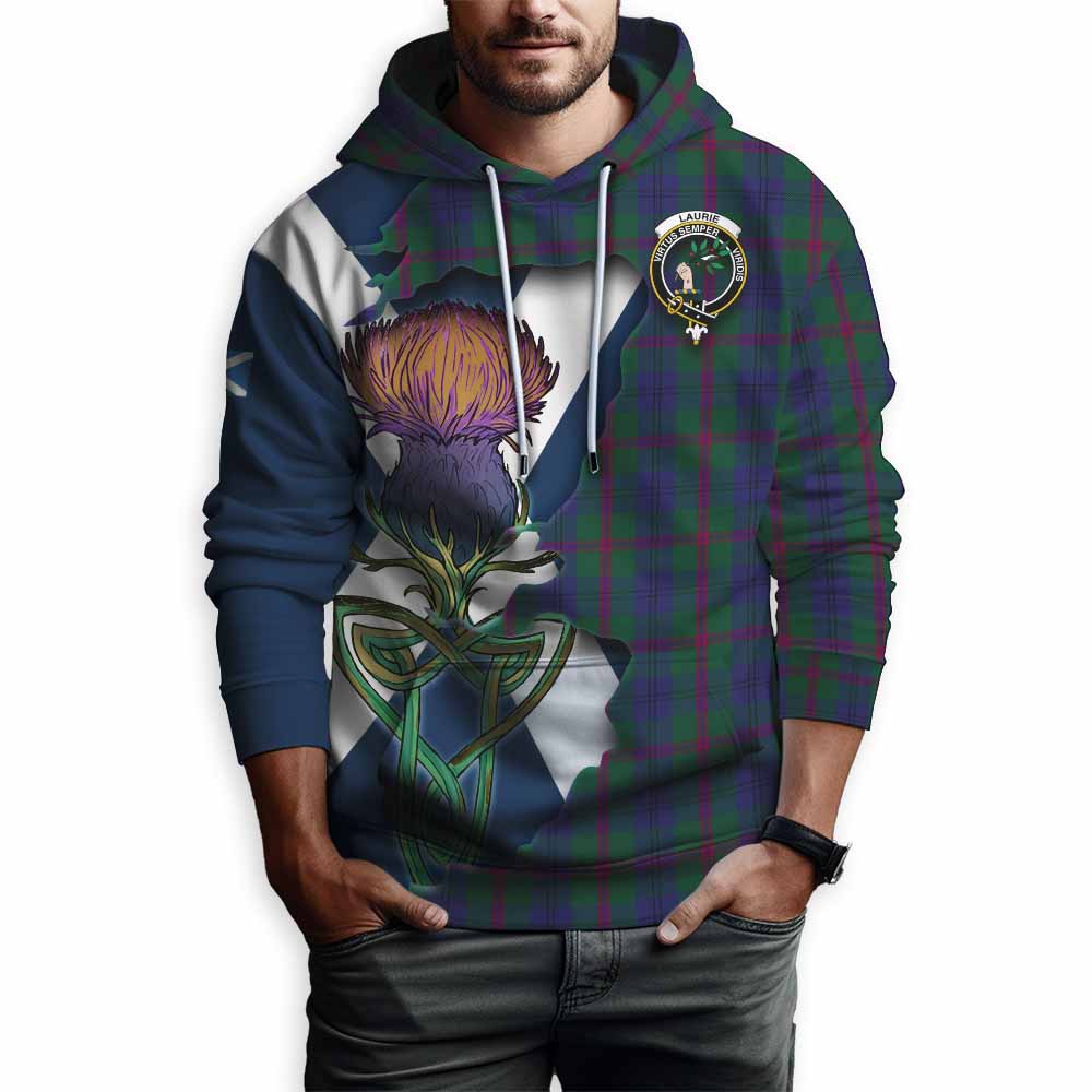 Laurie Tartan Family Crest Hoodie Scottish Thistle Celtic Inspired Pullover Hoodie - Tartan Vibes Clothing