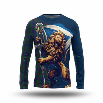 Laurie Tartan Family Crest Long Sleeve T-Shirt with Scottish Majestic Lion Unisex - Tartan Vibes Clothing