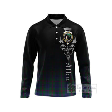 Laurie Tartan Long Sleeve Polo Shirt Featuring Alba Gu Brath Family Crest Celtic Inspired Unisex - Tartan Vibes Clothing