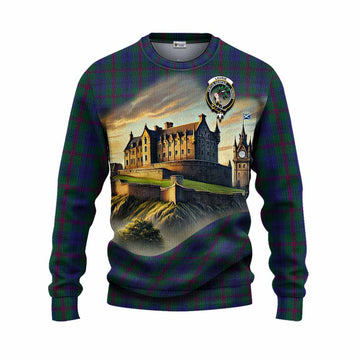 Laurie Tartan Family Crest Knitted Sweater with Scottish Ancient Castle Style Unisex - Tartan Vibes Clothing